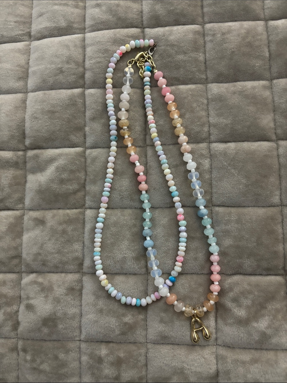 Pastel Beaded 'A' Pendant Necklace - Women's Jewelry